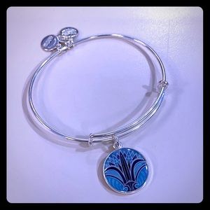 Alex and Ani Silver Blue Lotus Epoxy Bangle
